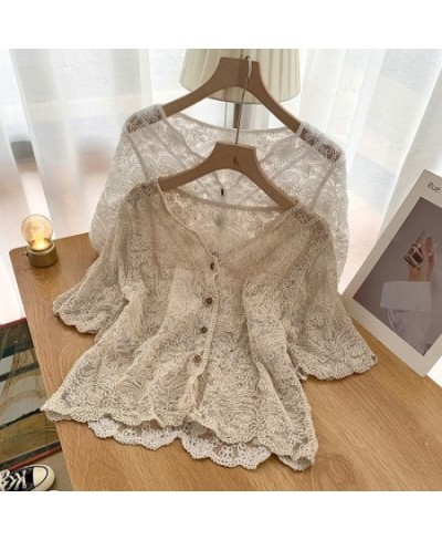 Cardigan Women Lace Patchwork Vintage Style All-match Single Breasted Female Leisure Loose Summer See Through Fashion New $27...