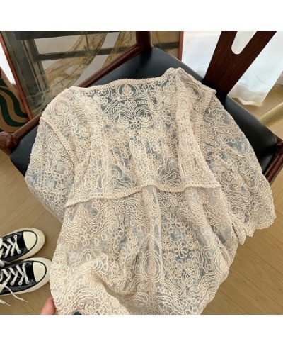 Cardigan Women Lace Patchwork Vintage Style All-match Single Breasted Female Leisure Loose Summer See Through Fashion New $27...