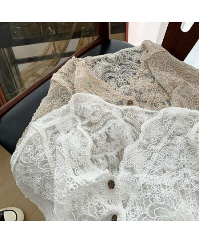 Cardigan Women Lace Patchwork Vintage Style All-match Single Breasted Female Leisure Loose Summer See Through Fashion New $27...