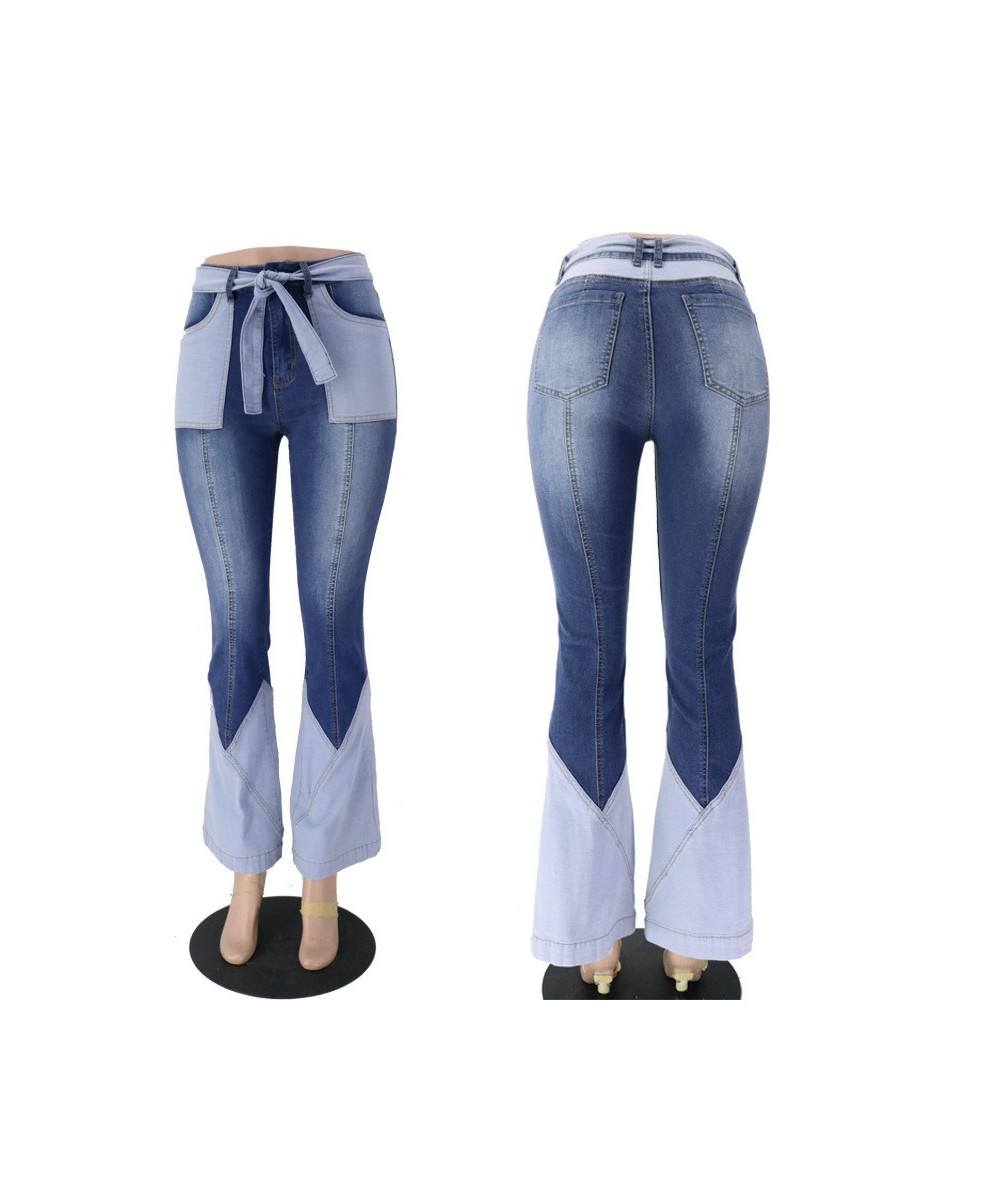 2022 Spring New Retro Women's High Waist Flare Jeans Fashion Stitching Elastic Denim Pants Female Clothing S-3XL $49.85 - Jeans