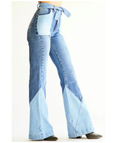 2022 Spring New Retro Women's High Waist Flare Jeans Fashion Stitching Elastic Denim Pants Female Clothing S-3XL $49.85 - Jeans