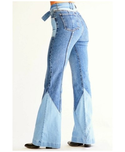 2022 Spring New Retro Women's High Waist Flare Jeans Fashion Stitching Elastic Denim Pants Female Clothing S-3XL $49.85 - Jeans