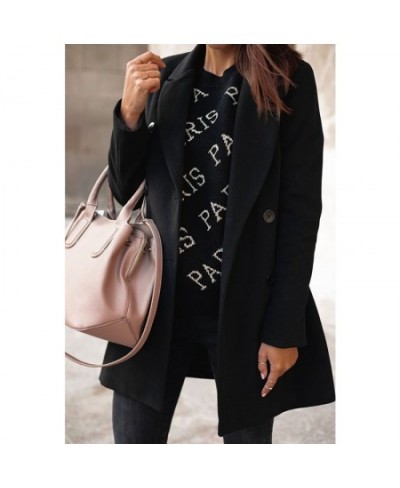 Woman 5XL Autumn Winter Solid Trench Coats Streetwear Fashion Woolen Long Sleeve Double Breasted Loose Casual Heavy Jackets $...