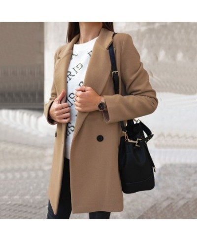 Woman 5XL Autumn Winter Solid Trench Coats Streetwear Fashion Woolen Long Sleeve Double Breasted Loose Casual Heavy Jackets $...