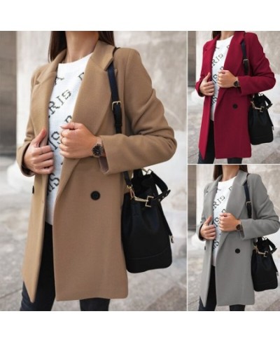 Woman 5XL Autumn Winter Solid Trench Coats Streetwear Fashion Woolen Long Sleeve Double Breasted Loose Casual Heavy Jackets $...