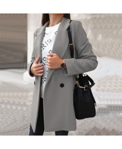 Woman 5XL Autumn Winter Solid Trench Coats Streetwear Fashion Woolen Long Sleeve Double Breasted Loose Casual Heavy Jackets $...