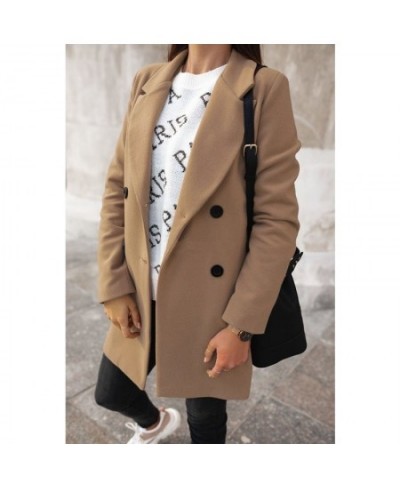 Woman 5XL Autumn Winter Solid Trench Coats Streetwear Fashion Woolen Long Sleeve Double Breasted Loose Casual Heavy Jackets $...