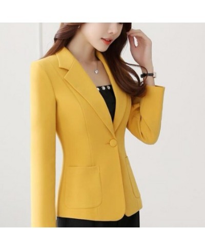 Yellow Suit Fall Jacket for Women Solid Slim Business Blazer Ladies Black Coats Korean Office Green Blazer Casual Coat Mujer ...