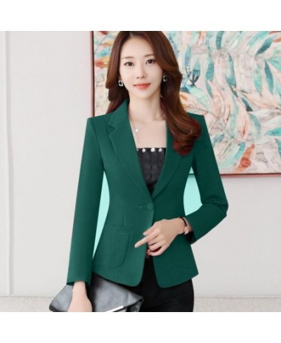 Yellow Suit Fall Jacket for Women Solid Slim Business Blazer Ladies Black Coats Korean Office Green Blazer Casual Coat Mujer ...