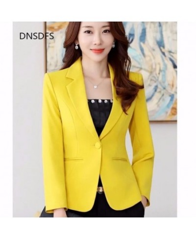 Yellow Suit Fall Jacket for Women Solid Slim Business Blazer Ladies Black Coats Korean Office Green Blazer Casual Coat Mujer ...