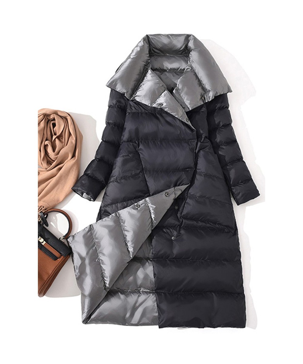 Women Double Sided Down Long Jacket Winter Turtleneck White Duck Down Coat Double Breasted Warm Parkas Snow Outwear $78.08 - ...