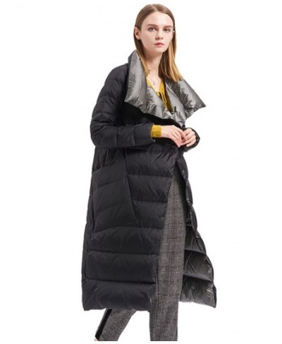 Women Double Sided Down Long Jacket Winter Turtleneck White Duck Down Coat Double Breasted Warm Parkas Snow Outwear $78.08 - ...