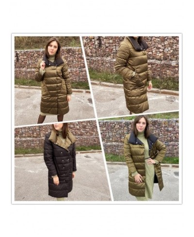 Women Double Sided Down Long Jacket Winter Turtleneck White Duck Down Coat Double Breasted Warm Parkas Snow Outwear $78.08 - ...