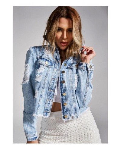 2022 Fall New Woman Long Sleeve Ripped Short Denim Jacket Fashion Hipster Jeans Coat Street Casual Female Clothing S-XL $49.2...