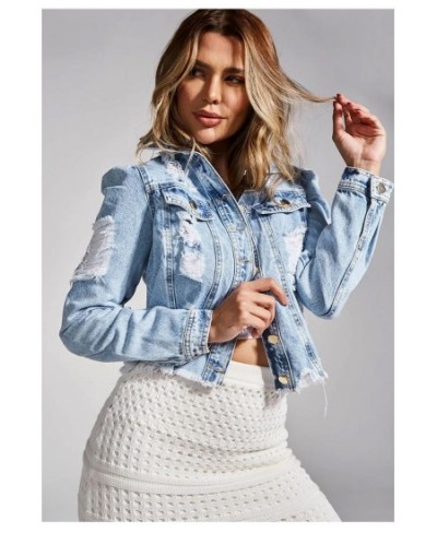 2022 Fall New Woman Long Sleeve Ripped Short Denim Jacket Fashion Hipster Jeans Coat Street Casual Female Clothing S-XL $49.2...