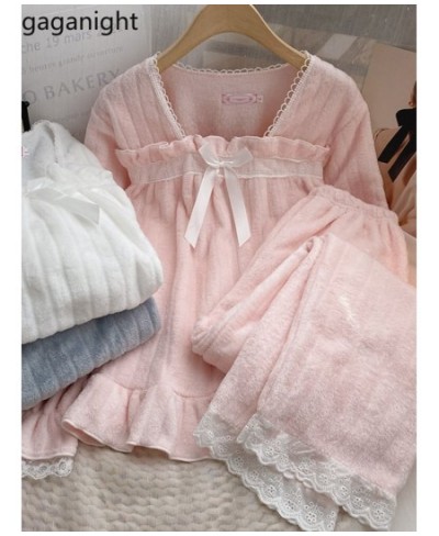 Women Coral Velvet Pink Pajama Suit Women's Autumn Winter 2022 New Sweet Fairy Chic Comfortable Loose Casual Home Wear $41.54...