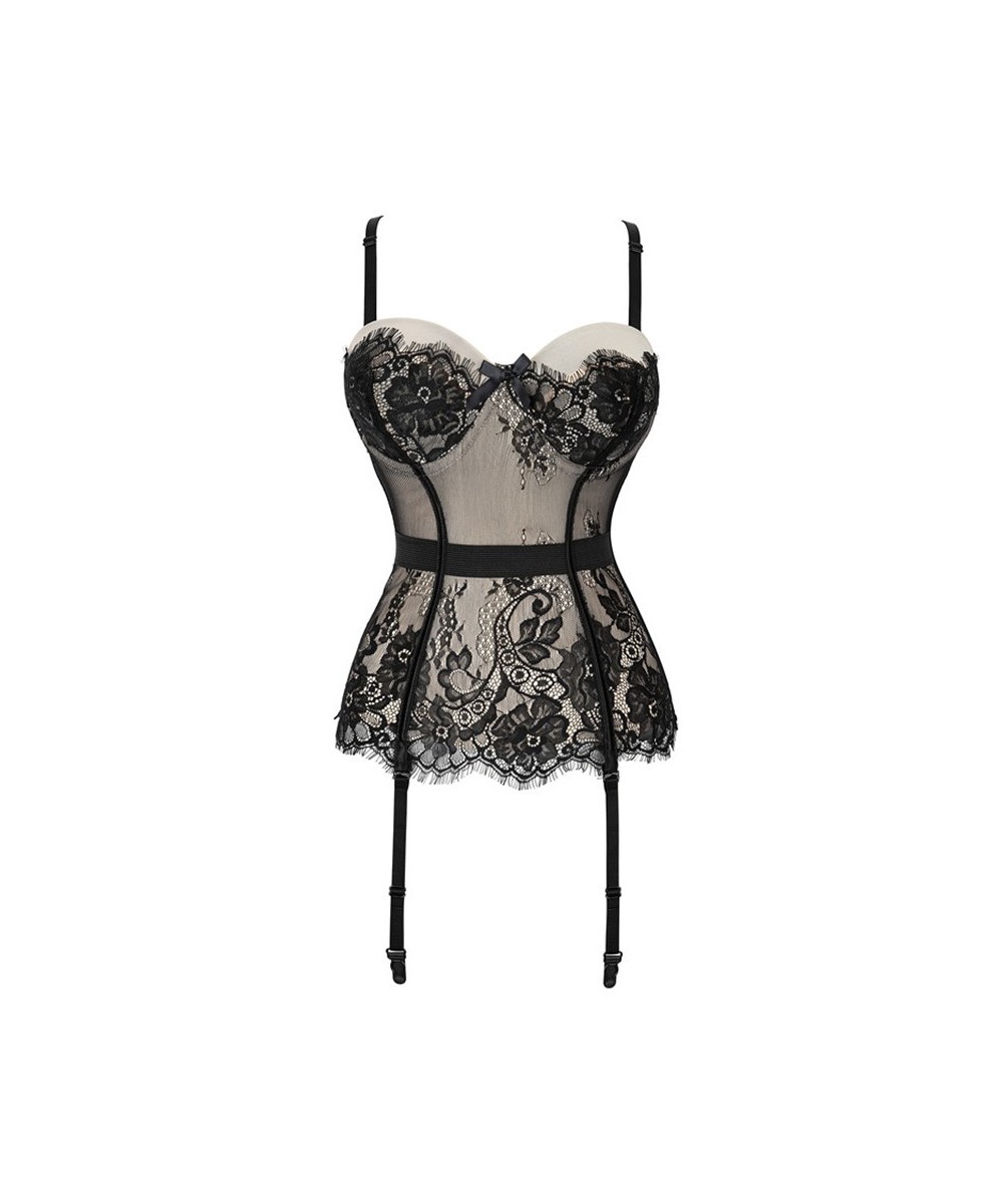 Black Floral Lace Sexy Lingerie Corset Push Up Bustier Straps Women Sleepwear Nightwear Chemise Underwear With Suspenders $52...