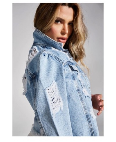 2022 Fall New Woman Long Sleeve Ripped Short Denim Jacket Fashion Hipster Jeans Coat Street Casual Female Clothing S-XL $49.2...