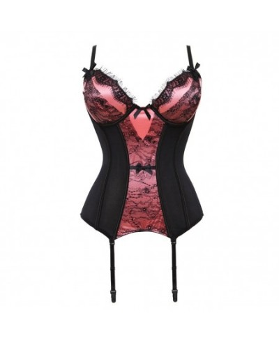 Black Floral Lace Sexy Lingerie Corset Push Up Bustier Straps Women Sleepwear Nightwear Chemise Underwear With Suspenders $52...