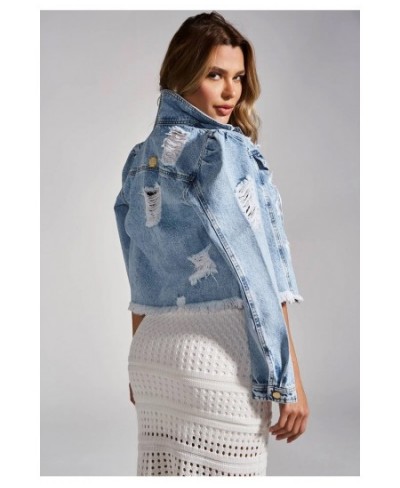 2022 Fall New Woman Long Sleeve Ripped Short Denim Jacket Fashion Hipster Jeans Coat Street Casual Female Clothing S-XL $49.2...