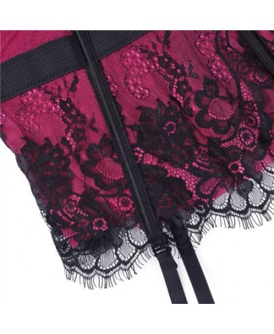 Black Floral Lace Sexy Lingerie Corset Push Up Bustier Straps Women Sleepwear Nightwear Chemise Underwear With Suspenders $52...