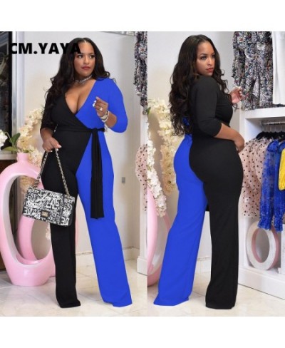 Autumn Winter Plus Size Patchwork Women Long Sleeve V-neck Jumpsuit Vintage Streetwear One Piece Overall Romper Playsuit $43....