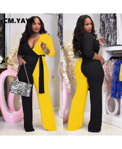 Autumn Winter Plus Size Patchwork Women Long Sleeve V-neck Jumpsuit Vintage Streetwear One Piece Overall Romper Playsuit $43....