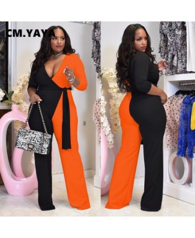 Autumn Winter Plus Size Patchwork Women Long Sleeve V-neck Jumpsuit Vintage Streetwear One Piece Overall Romper Playsuit $43....