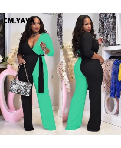 Autumn Winter Plus Size Patchwork Women Long Sleeve V-neck Jumpsuit Vintage Streetwear One Piece Overall Romper Playsuit $43....