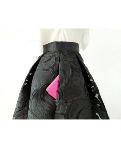 Black Skirt Organza Flocking Pattern High Waist Slimming Shaggy Skirts Mid-length Spring Summer Womens Skirts Faldas Mujer Mo...