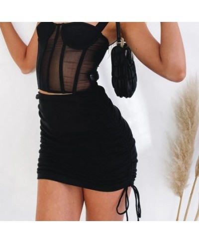 Summer Skirts 2023 Bodycon Skirt Knitted Side Drawstring Cotton Elastic Pleated High waist pleated skirt Women's S M L XL $23...