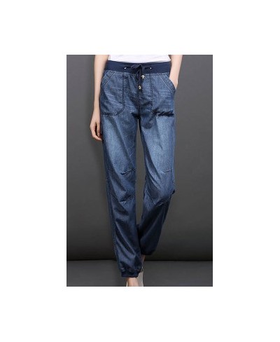 High waist jeans woman 2022 summer autumn softener denim jeans elastic waist loose denim harem pants female trousers jeans $4...