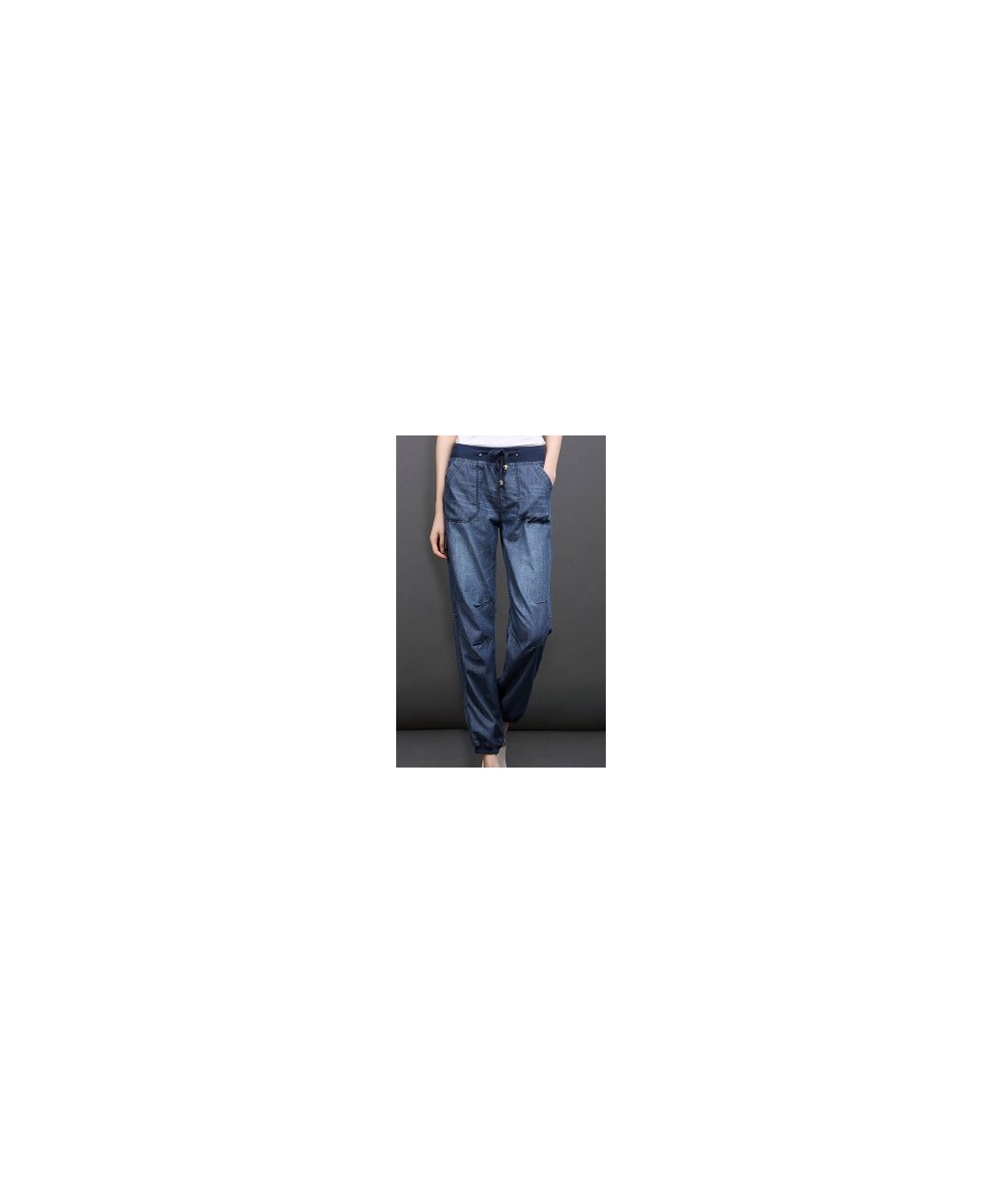 High waist jeans woman 2022 summer autumn softener denim jeans elastic waist loose denim harem pants female trousers jeans $4...