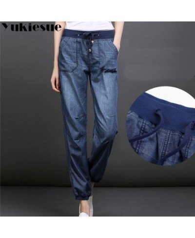 High waist jeans woman 2022 summer autumn softener denim jeans elastic waist loose denim harem pants female trousers jeans $4...