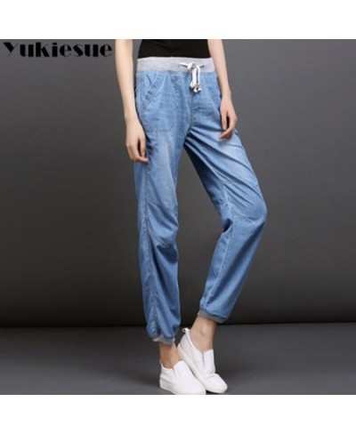 High waist jeans woman 2022 summer autumn softener denim jeans elastic waist loose denim harem pants female trousers jeans $4...