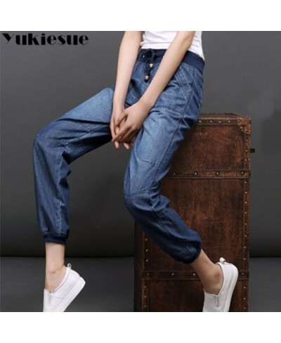 High waist jeans woman 2022 summer autumn softener denim jeans elastic waist loose denim harem pants female trousers jeans $4...