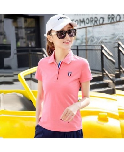 T-shirt Woman Plain Clothing Button Tops with Sleeves Polo Neck Shirts for Women Youth New Summer 2023 Y2k Fashion Synthetic ...