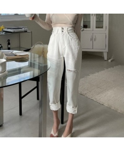 White Ripped Jeans Women Streetwear 2023 Summer Vintage Wide Leg Pants Lady Soft Denim Korean Fashion Y2k Jean Mom $28.05 - J...