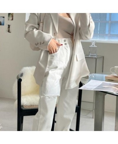 White Ripped Jeans Women Streetwear 2023 Summer Vintage Wide Leg Pants Lady Soft Denim Korean Fashion Y2k Jean Mom $28.05 - J...