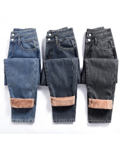 WinterJeans For Women Velvet Thick Warm Denim Pants High Waist Fleece Mom Jean Baggy Vintage Wide Leg Harem Denim Pant $49.98...