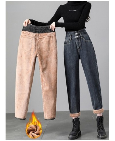 WinterJeans For Women Velvet Thick Warm Denim Pants High Waist Fleece Mom Jean Baggy Vintage Wide Leg Harem Denim Pant $49.98...