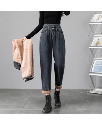 WinterJeans For Women Velvet Thick Warm Denim Pants High Waist Fleece Mom Jean Baggy Vintage Wide Leg Harem Denim Pant $49.98...