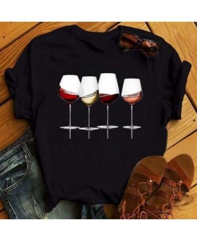 Colorful Wine Heartbeat Print T Shirt Women Short Sleeve O Neck Loose Tshirt Summer Women Tee Shirt Tops Camisetas Mujer Femm...