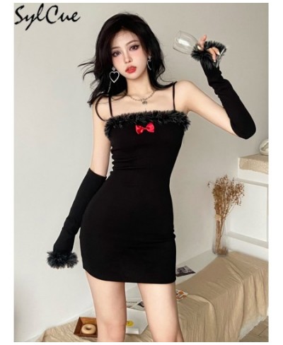 Evening Party Queen Elegant Mature Dignified Decent Sexy Femininity Black Mystery Women'S Suspender Dress With Sleeves $31.26...