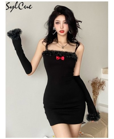 Evening Party Queen Elegant Mature Dignified Decent Sexy Femininity Black Mystery Women'S Suspender Dress With Sleeves $31.26...