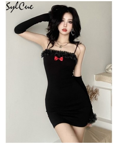 Evening Party Queen Elegant Mature Dignified Decent Sexy Femininity Black Mystery Women'S Suspender Dress With Sleeves $31.26...