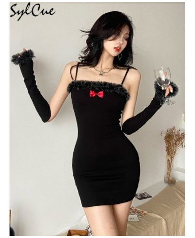 Evening Party Queen Elegant Mature Dignified Decent Sexy Femininity Black Mystery Women'S Suspender Dress With Sleeves $31.26...