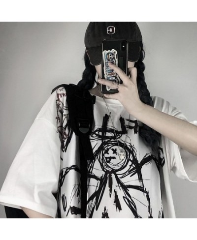 Punk Vintage KoreanFashion Goth Graphic Women Y2k Top Style Crop O-neck Tshirt Japanese Streetwear Short Sleeve T-shirt $29.5...