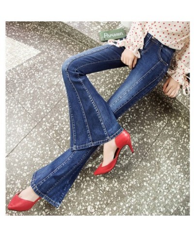 Flare Pants Fashion Skinny Stretch Spliced Jeans Women High Waist Slim Fit Pants Female Plus Size Lady Trousers Casual Jeans ...