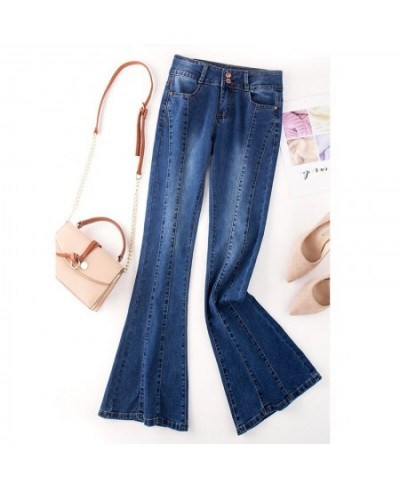 Flare Pants Fashion Skinny Stretch Spliced Jeans Women High Waist Slim Fit Pants Female Plus Size Lady Trousers Casual Jeans ...